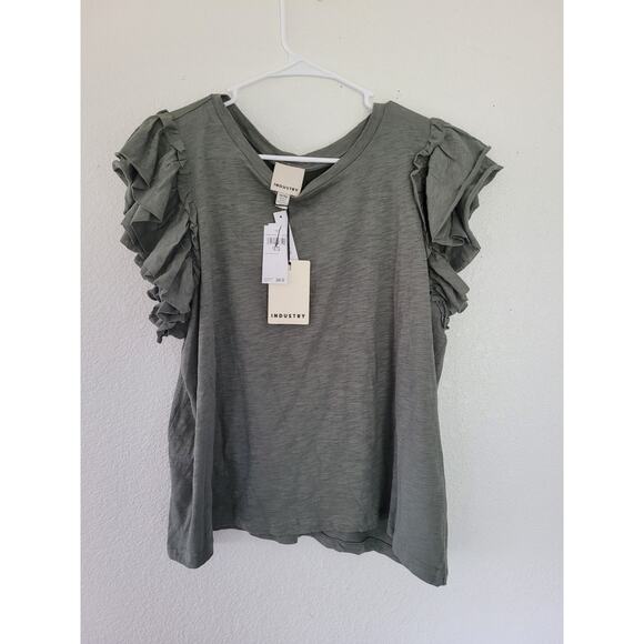 Industry Women's Green Ruffle Sleeve Blouse - Size 1X Plus #4 - Picture 1 of 3
